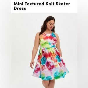 Torrid Textured Knit Skater Dress in Tie Dye Print, 2X